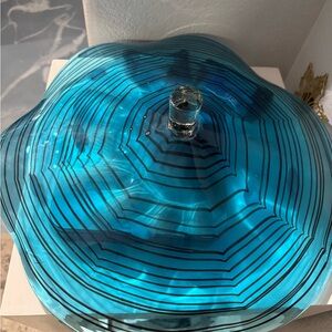 Hand Blown Blue Glass Art Piece 19”